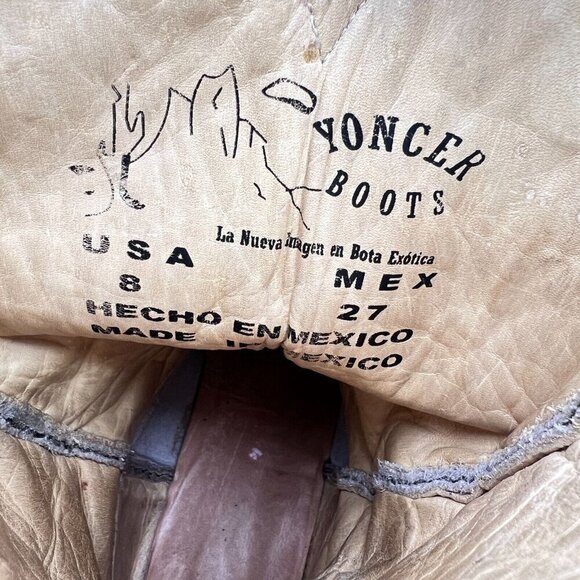 Yoncer Men Size 8 Cream White Leather Pointed Toe Pull On Western Cowboy Boot - Picture 12 of 14